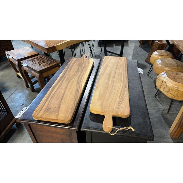2 EXOTIC WOOD CHARCUTERIE PADDLE BOARDS 31"L