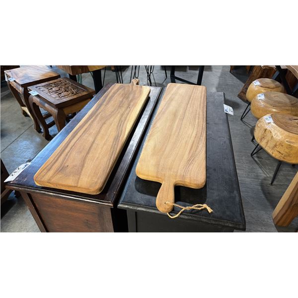2 EXOTIC WOOD CHARCUTERIE PADDLE BOARDS 31"L