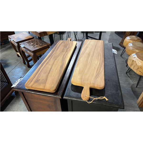 2 EXOTIC WOOD CHARCUTERIE PADDLE BOARDS 32"L