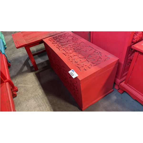 RED EXOTIC WOOD HOPE CHEST 39 X 17"