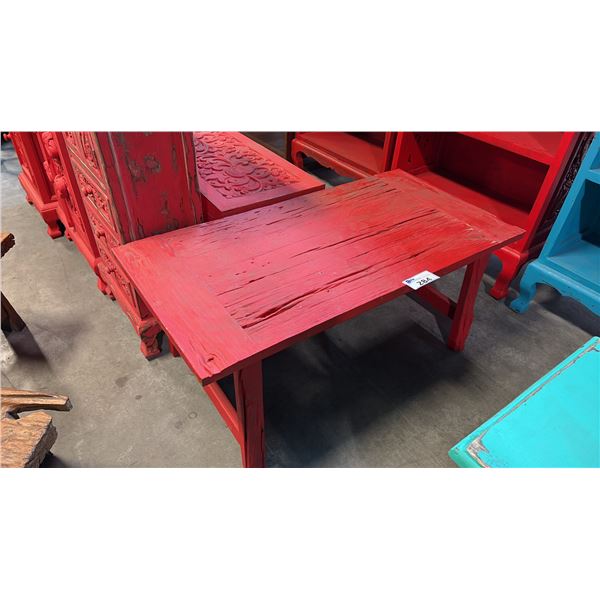 RED EXOTIC WOOD COFFEE TABLE 48 X 24"