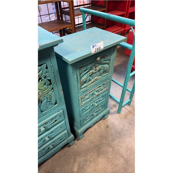 BLUE EXOTIC WOOD CABINET 20 X 40"