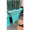 Image 1 : TEAL EXOTIC WOOD HALL CABINET 34 X 38"