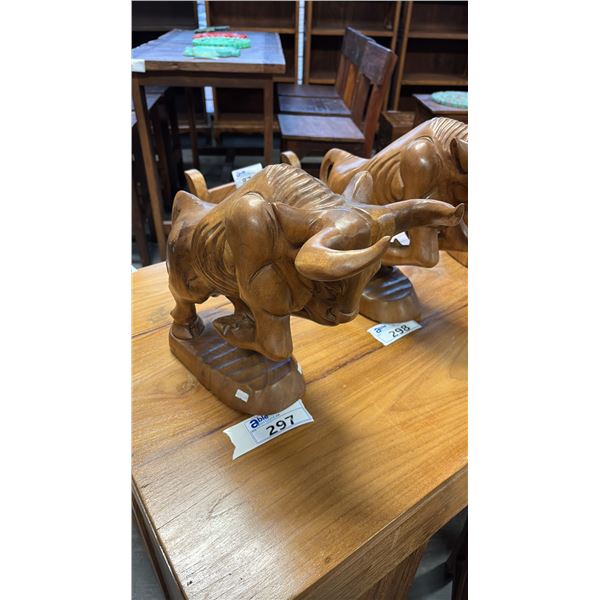 EXOTIC CARVED BULL STATUE 17"L X 13"H