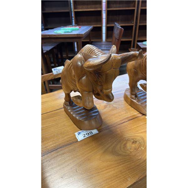 EXOTIC CARVED BULL STATUE 17"L X 13"H