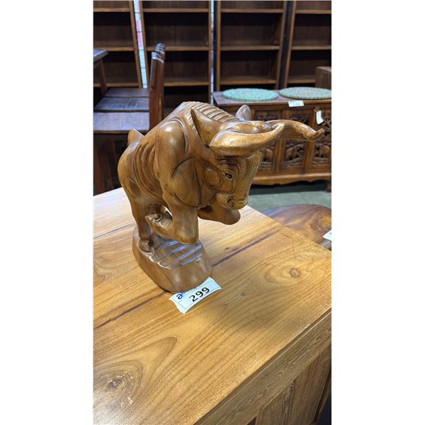 EXOTIC CARVED BULL STATUE 17"L X 13"H