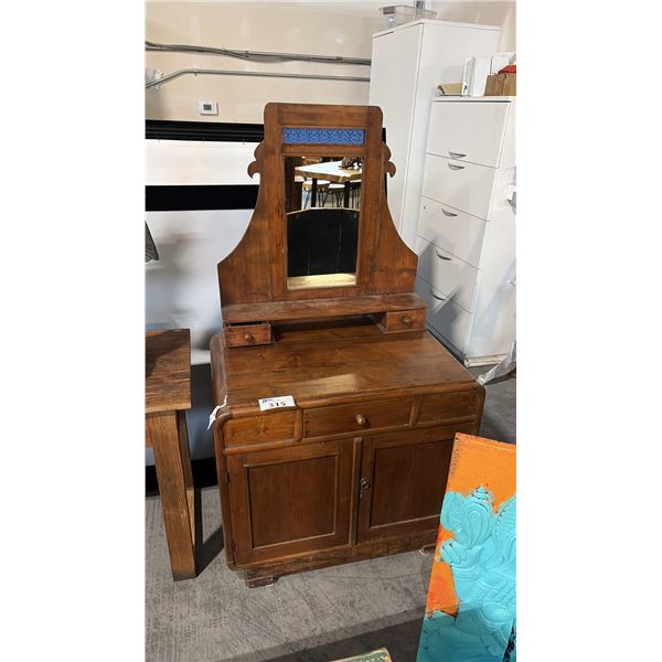 TEAK ANTIQUE VANITY 36 X 64"
