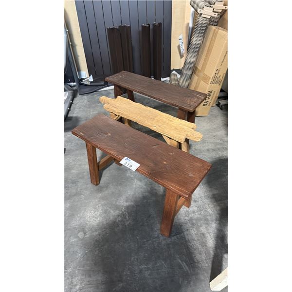 3 ASSORTED EXOTIC WOOD SMALL BENCHES