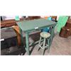 Image 1 : TURQUOISE EXOTIC WOOD BAR TABLE AND STOOL 48 X 28"