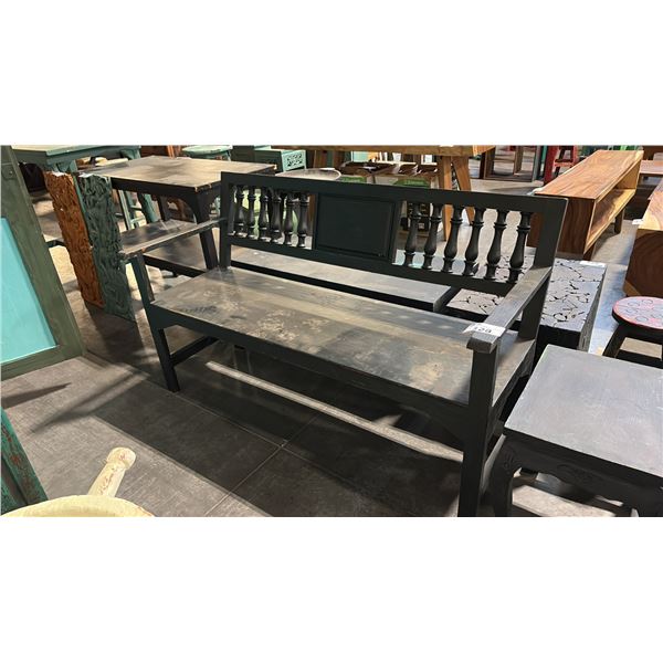 BLACK EXOTIC WOOD BENCH 63"W