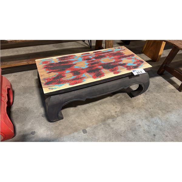 BLACK EXOTIC WOOD HAND FINISHED COFFEE TABLE 32 X 16"