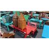 Image 1 : 2 RED TABLES AND MISC DECOR ITEMS