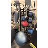 Image 1 : 2 RACKS OF 5-TIER MEDICINE BALL RACKS W/ CONTENTS AND BOSU SPORT BALANCE TRAINER