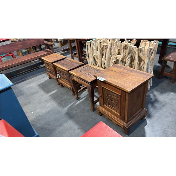 4 ASSORTED SUAR WOOD SIDE/END TABLES