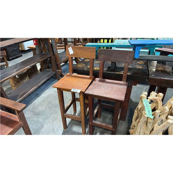 2 ASSORTED SUAR WOOD BENCH HEIGHT STOOLS