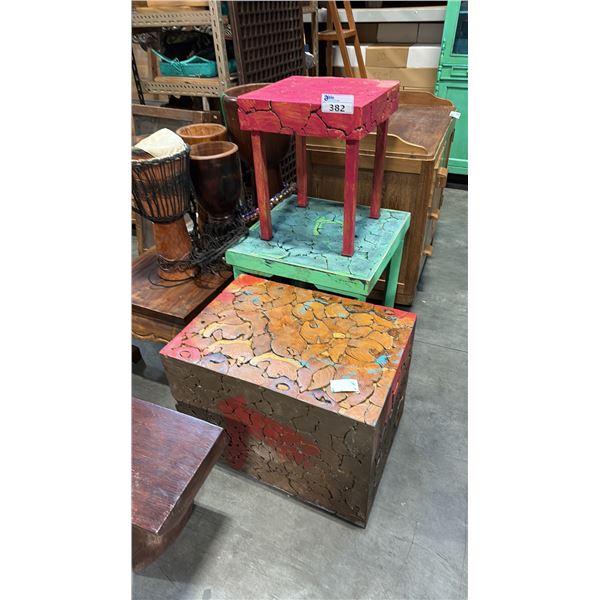 3 ASSORTED ROOT WOOD TABLES