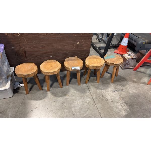 5 SMALL WOODEN STOOLS