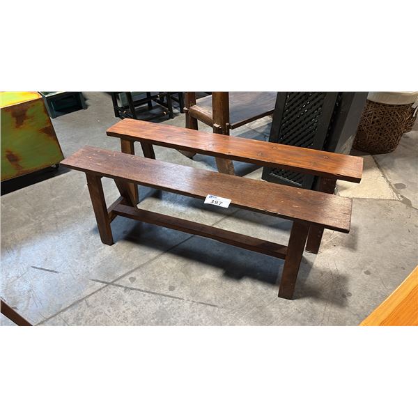 2 HARDWOOD BENCHES 48"W