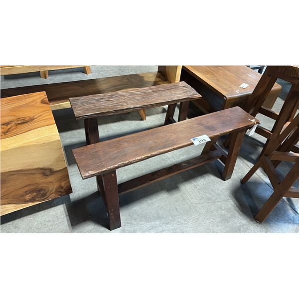 2 SMALL RECLAIMED TEAK BENCHES