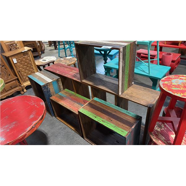 5 ASSORTED RUSTIC STORAGE SHELVES