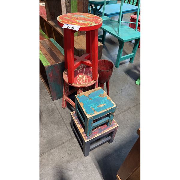 ASSORTED STOOLS & DECOR