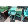 Image 1 : 2 SMALL TEAL END TABLES AND ONE SMALL STOOL