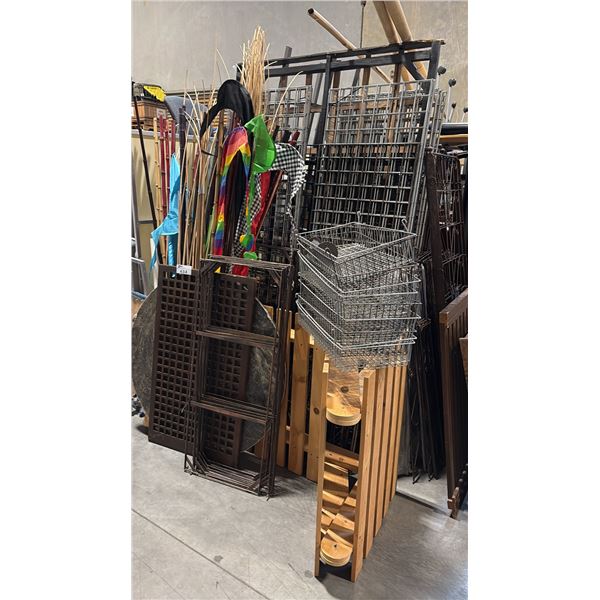 LARGE LOT OF MISC RACKING AND DECOR - MUST TAKE ALL