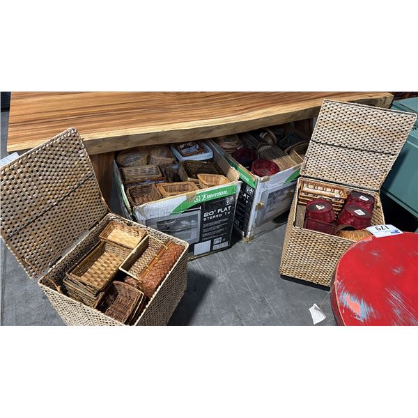 4 BOXES OF MISC BASKETS