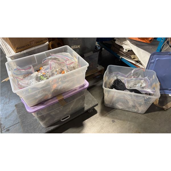 3 BINS OF COSTUME JEWELRY AND MISC