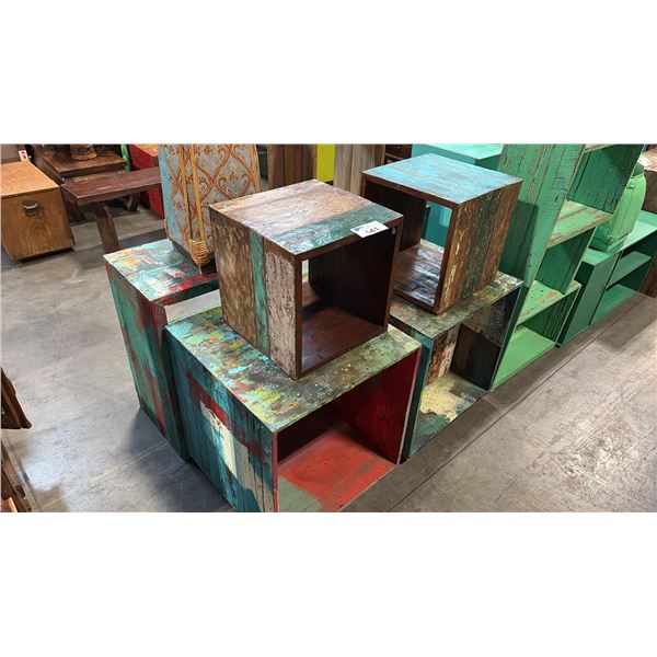 6 ASSORTED RUSTIC BOOKSHELVES AND DECOR