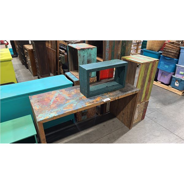 13 ASSORTED RUSTIC BOOKSHELVES AND DECOR