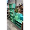 Image 1 : GREEN 78"H SHELVING UNIT 40"W CABINET AND DECOR