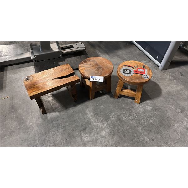 3 MISC CHILDREN'S WOOD STOOLS
