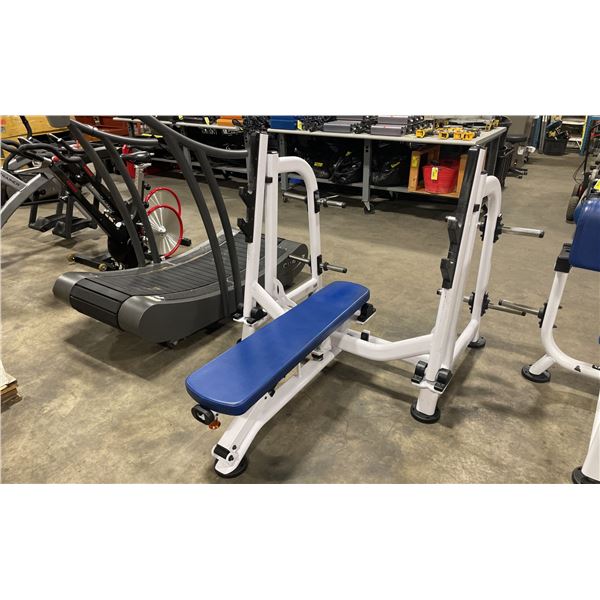 ATLANTIS WHITE / BLUE COMMERCIAL ADJUSTABLE FREE WEIGHT BENCH PRESS