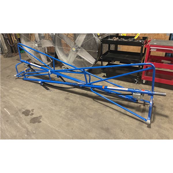 PAIR OF BLUE LAURENTIAN CANADIAN METAL COMMERCIAL REGULATION VOLLEYBALL NET POLES