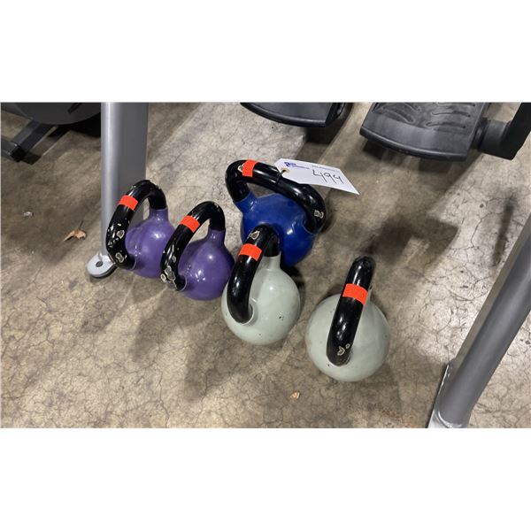 5 ASSORTED COMMERCIAL KETTLEBELL EXERCISE WEIGHTS