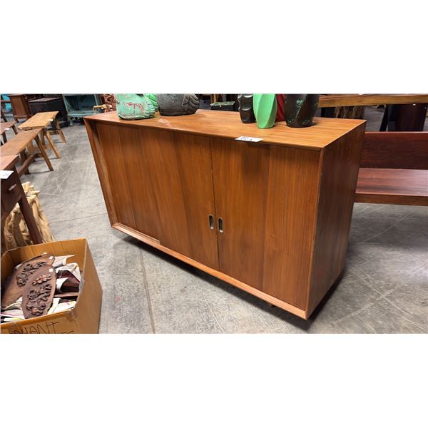 EXOTIC WOOD 61" X 18" X 36" SLIDING DOOR CABINET
