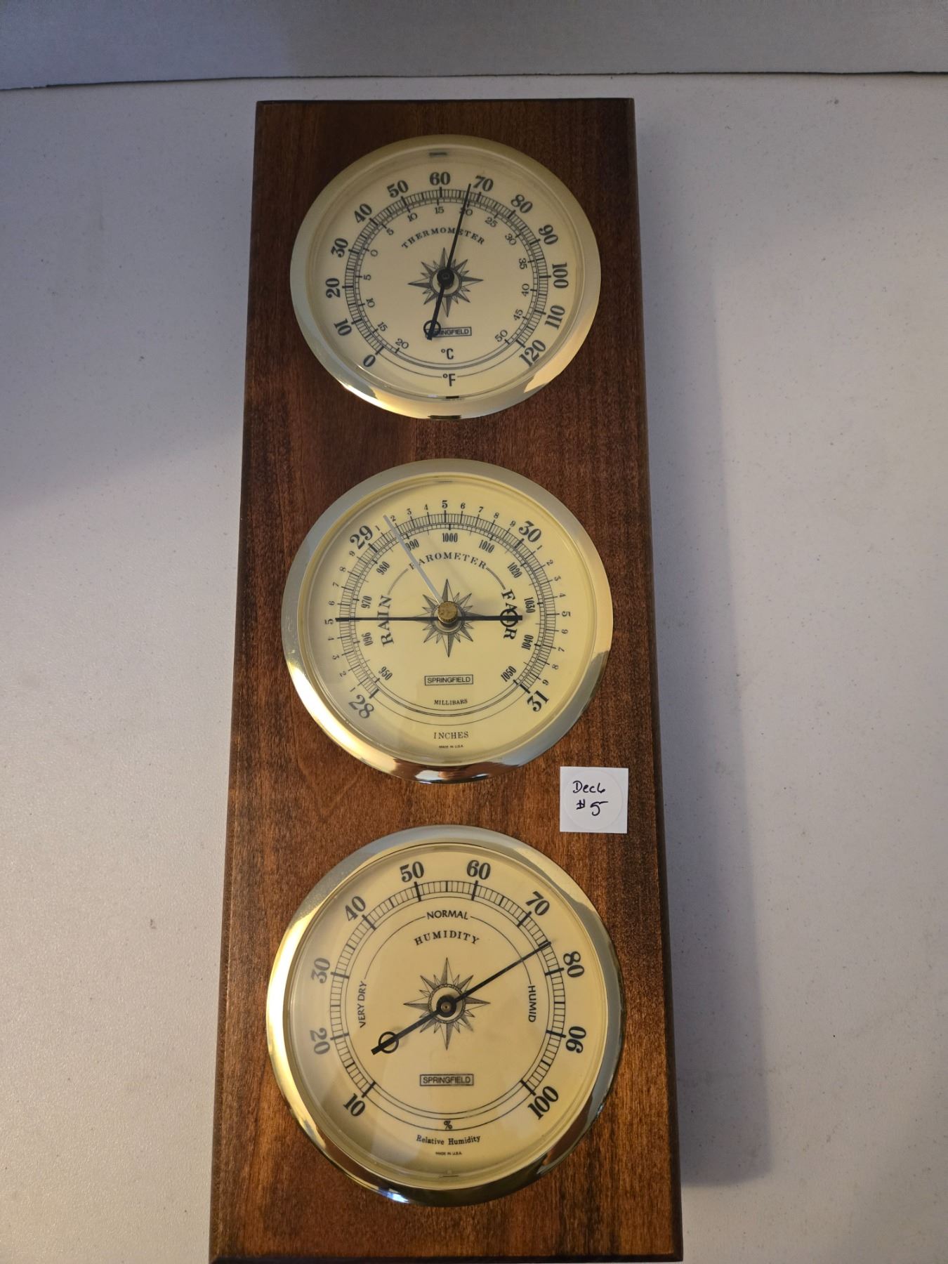 Springfield Weather Instruments Vintage Springfield Weather Station - Schmalz Auctions