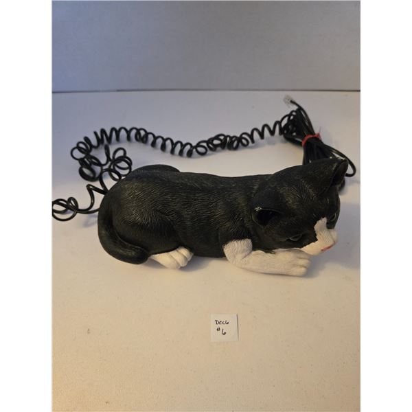 1980's Meow Meow Kitty Tuxedo Cat Phone - works, meows when phone rings