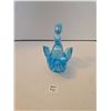 Image 3 : Art Glass Swan Figurine, Blue Iridescent Hand Blown 4 inch Bird
