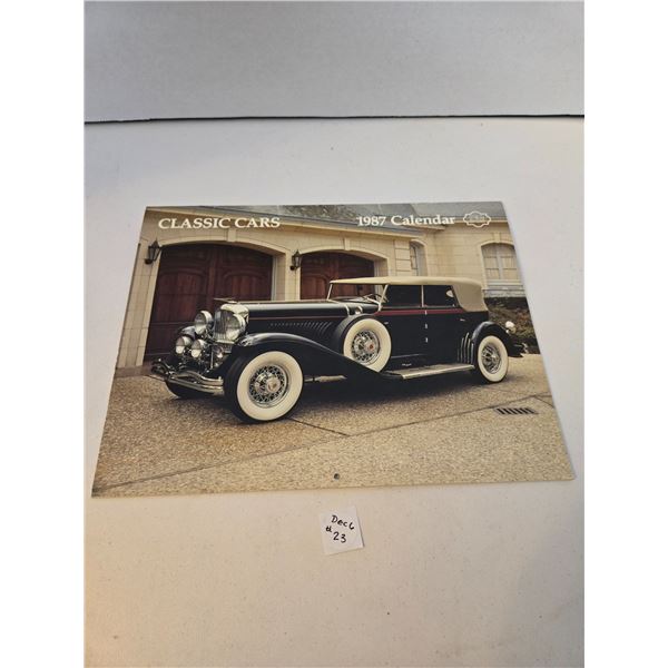 Vintage 1987 Classic Car Calendar