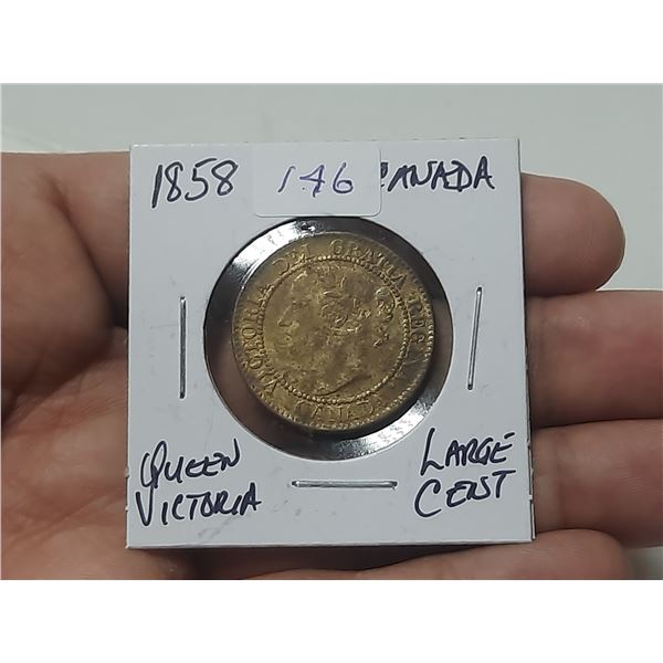 1858 Victoria Large Cent - Has Corrosion.