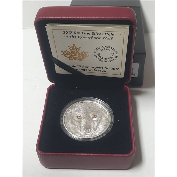 2017 99.99% Fine Silver - Eyes of The Wolf $15 Coin.