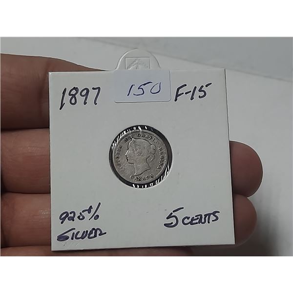 1897 Queen Victoria 5 Cents.