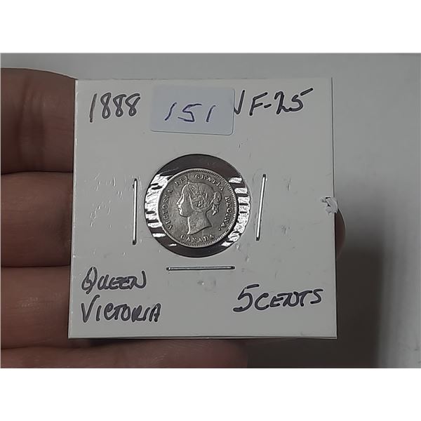1888 Queen Victoria 5 Cents.