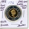 Image 1 : 1998 92.5% Silver 2 Dollar with 24K Gold Plated Inner Core.