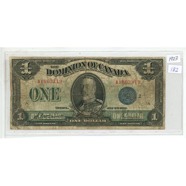 1923 Blue Seal Large One Dollar Bill.