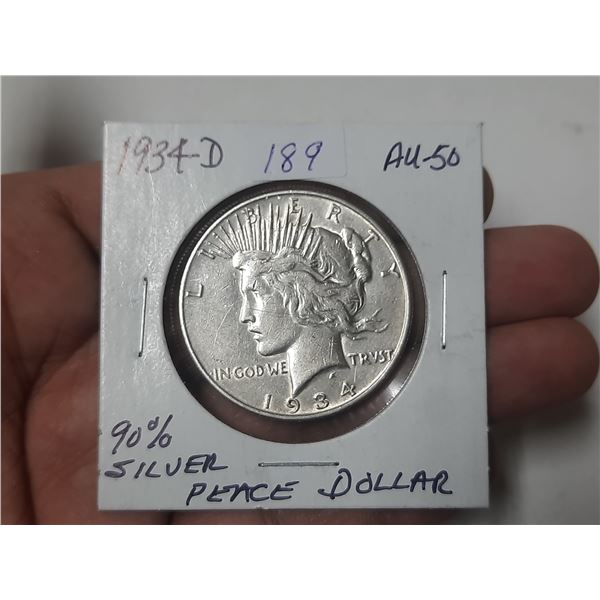 1934-D 90% Silver Peace Dollar.