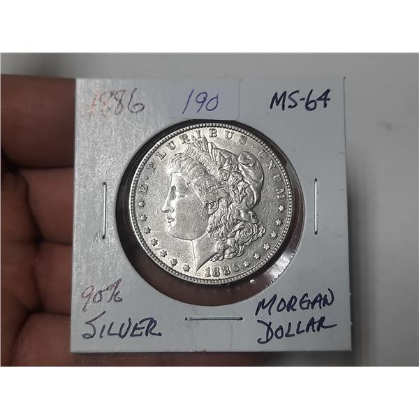 1886 90% Silver Morgan Dollar.