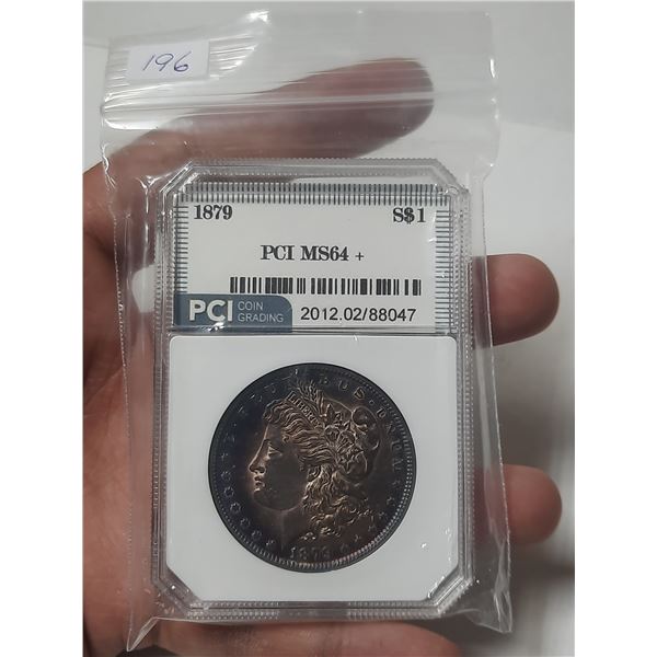 1879 Graded MS-64 + 90% Silver Morgan Dollar.